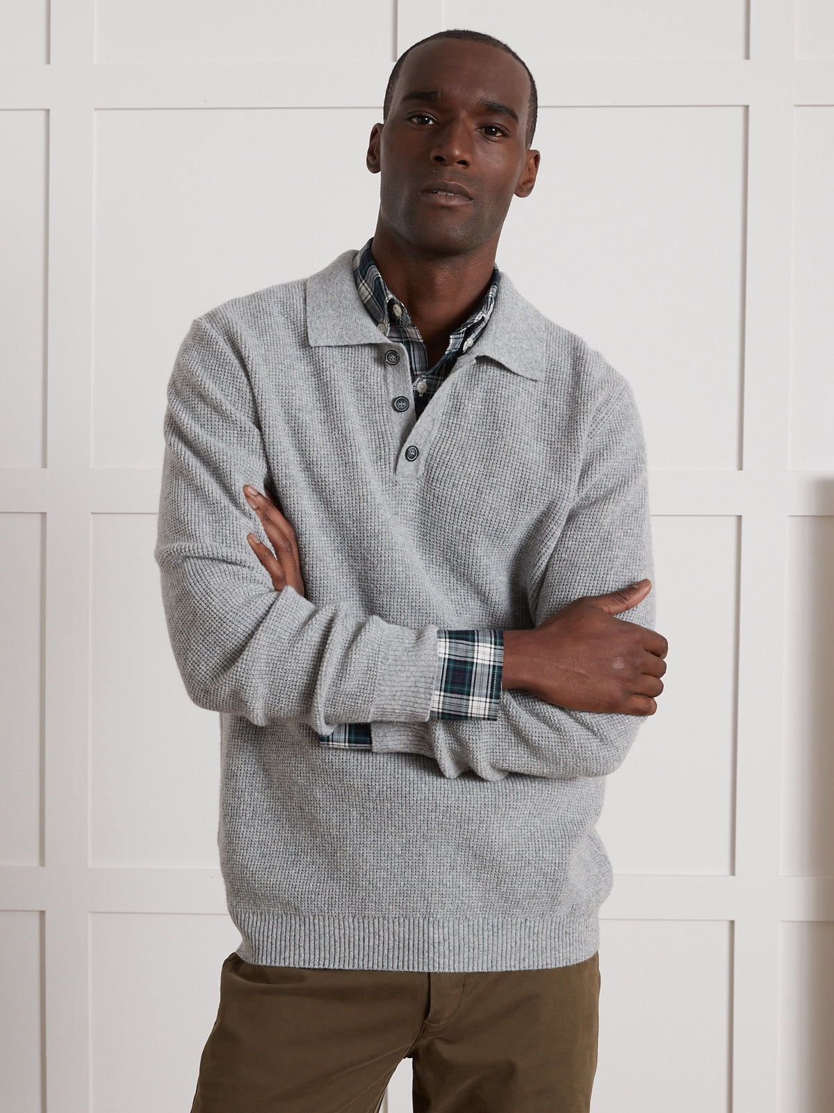 Herentrui met polokraag in gewafeld tricot