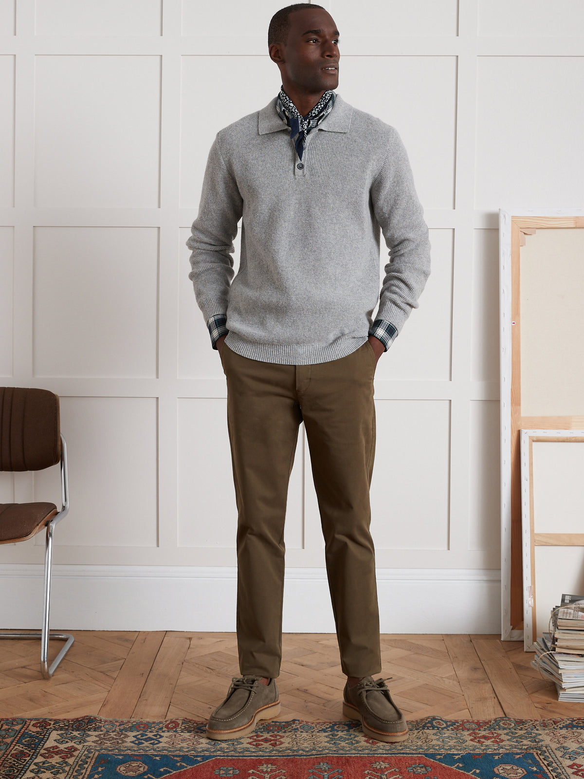 Herentrui met polokraag in gewafeld tricot