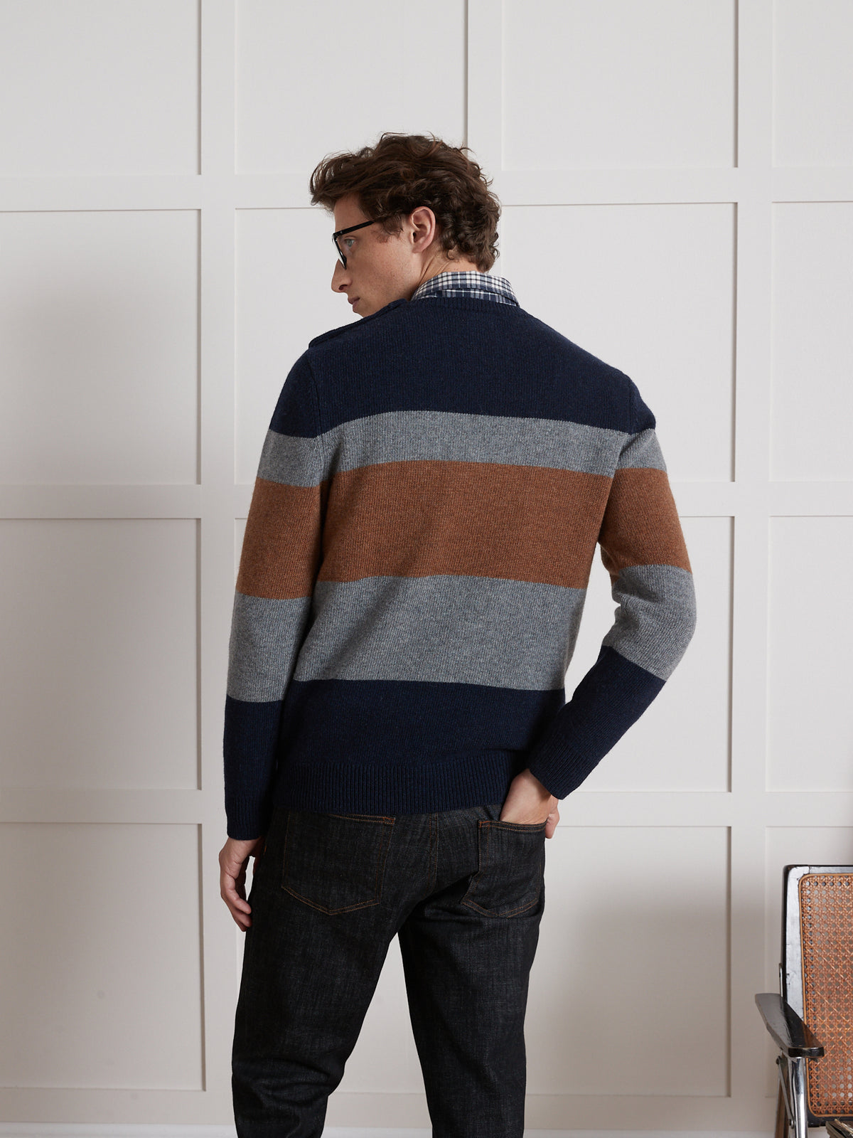 Colorblock herentrui met ronde hals