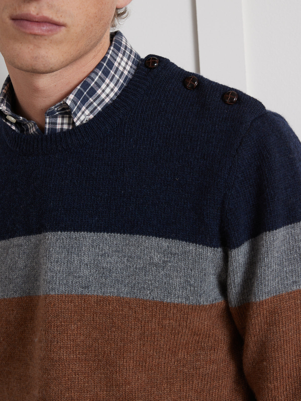 Colorblock herentrui met ronde hals