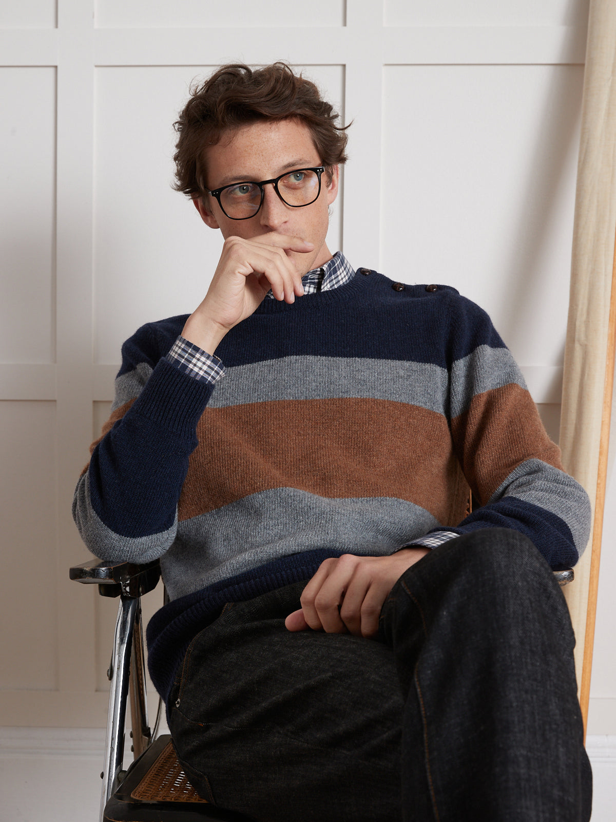 Colorblock herentrui met ronde hals
