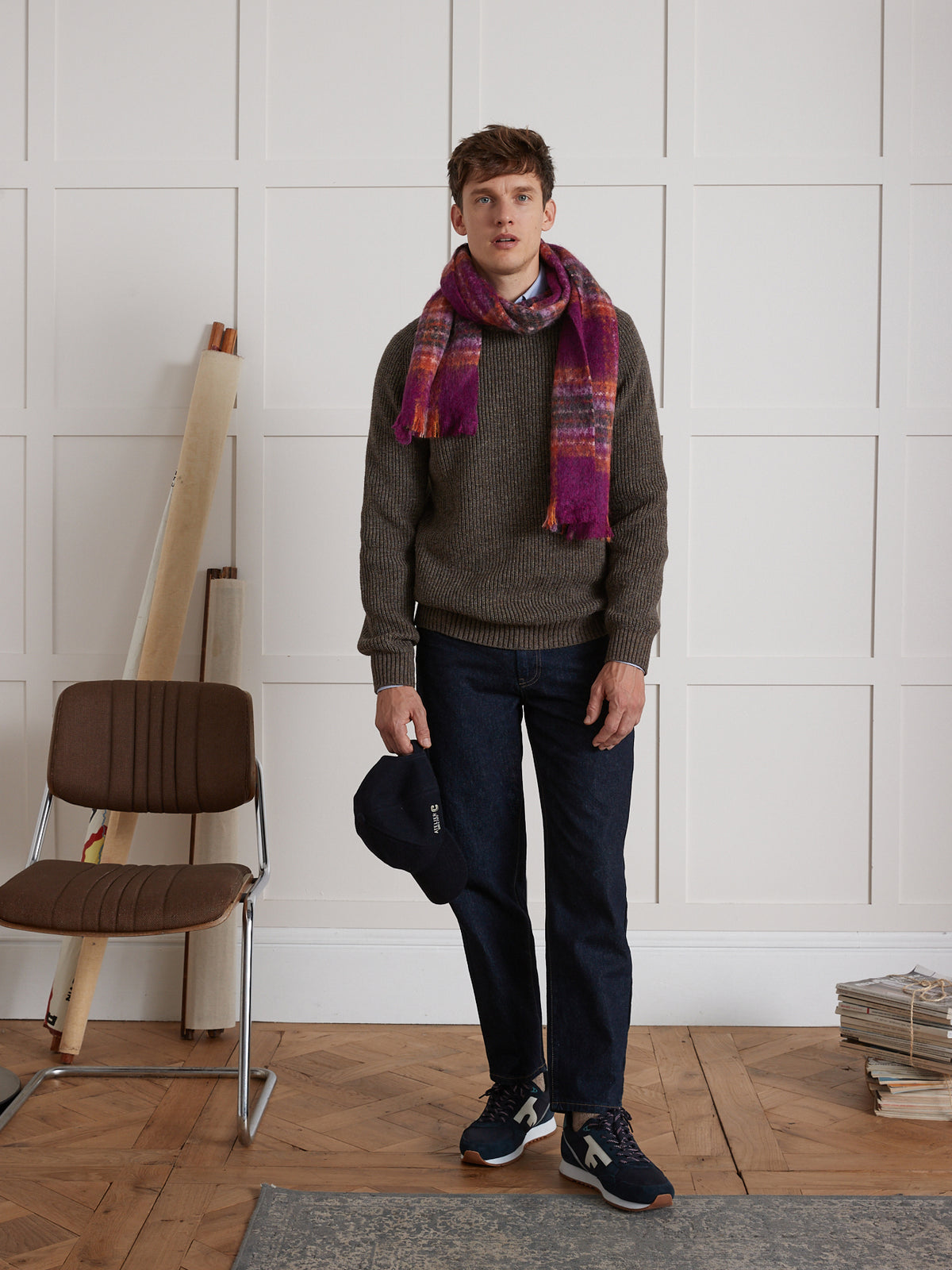 Herentrui met ronde hals in pareltricot