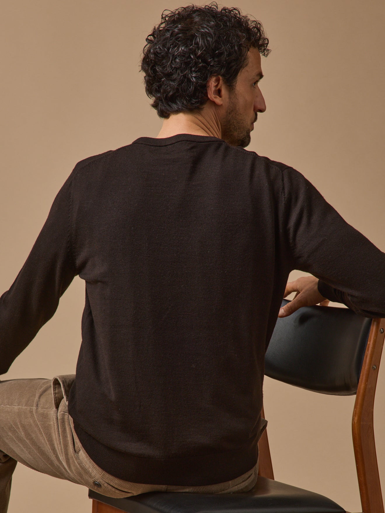 Pull fin col rond laine mérinos homme