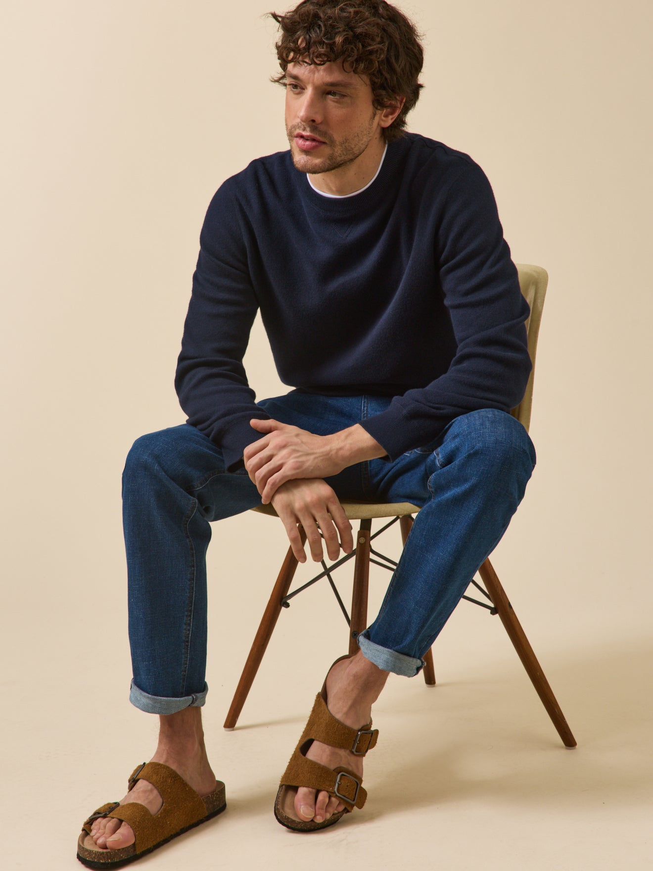 Pull effet sweat homme coton cachemire