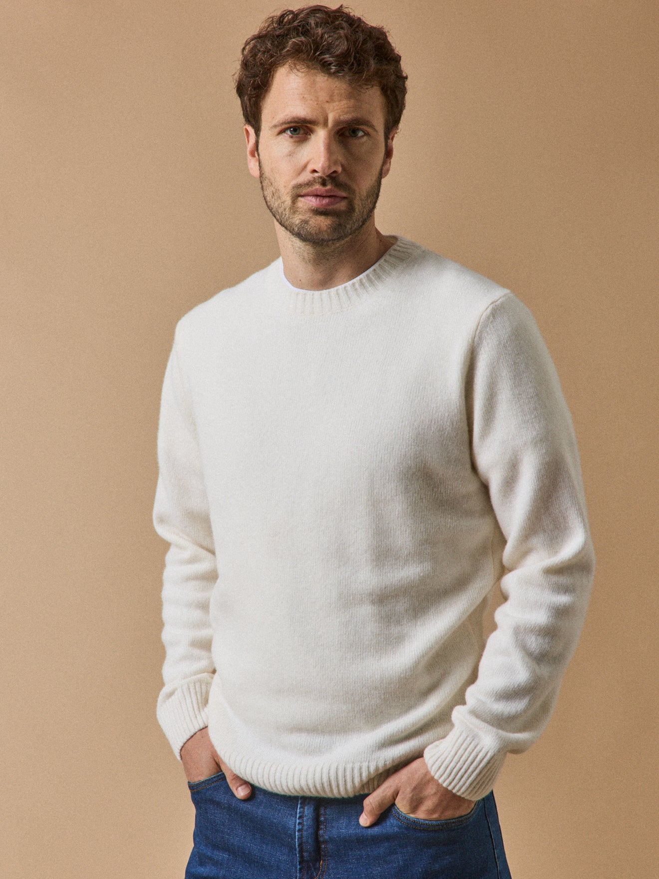 Pull col rond homme mélange laine