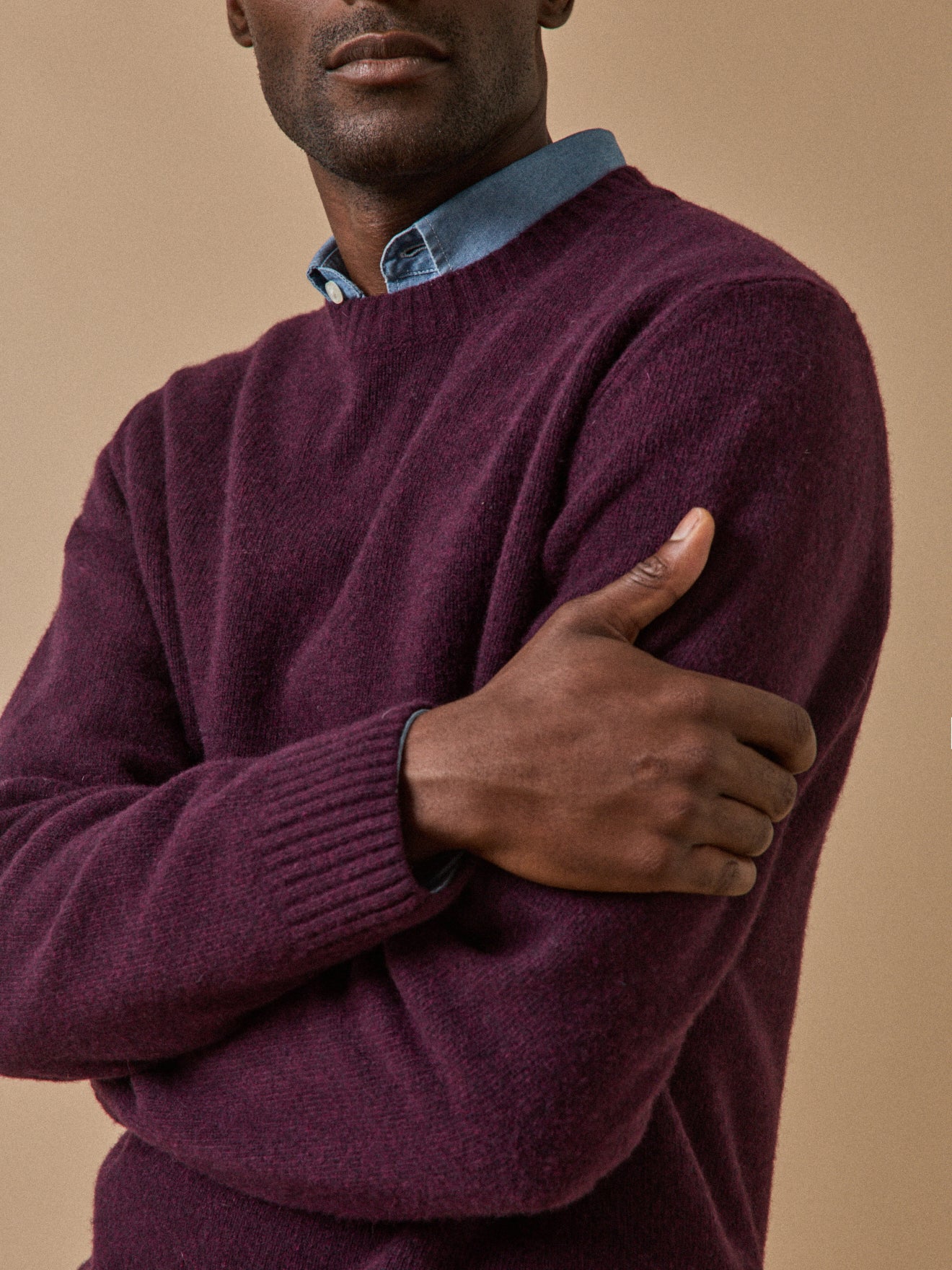 Pull col rond homme mélange laine