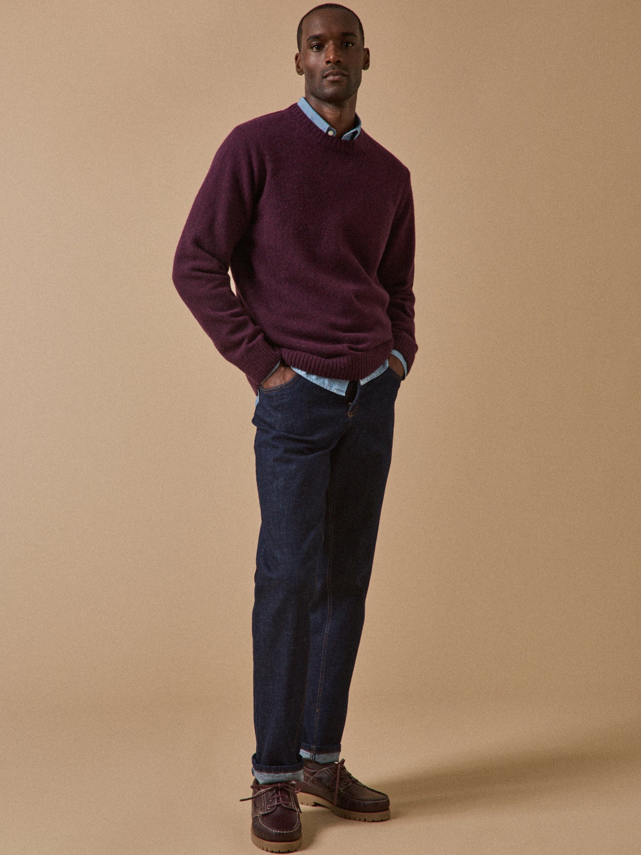 Pull col rond homme mélange laine