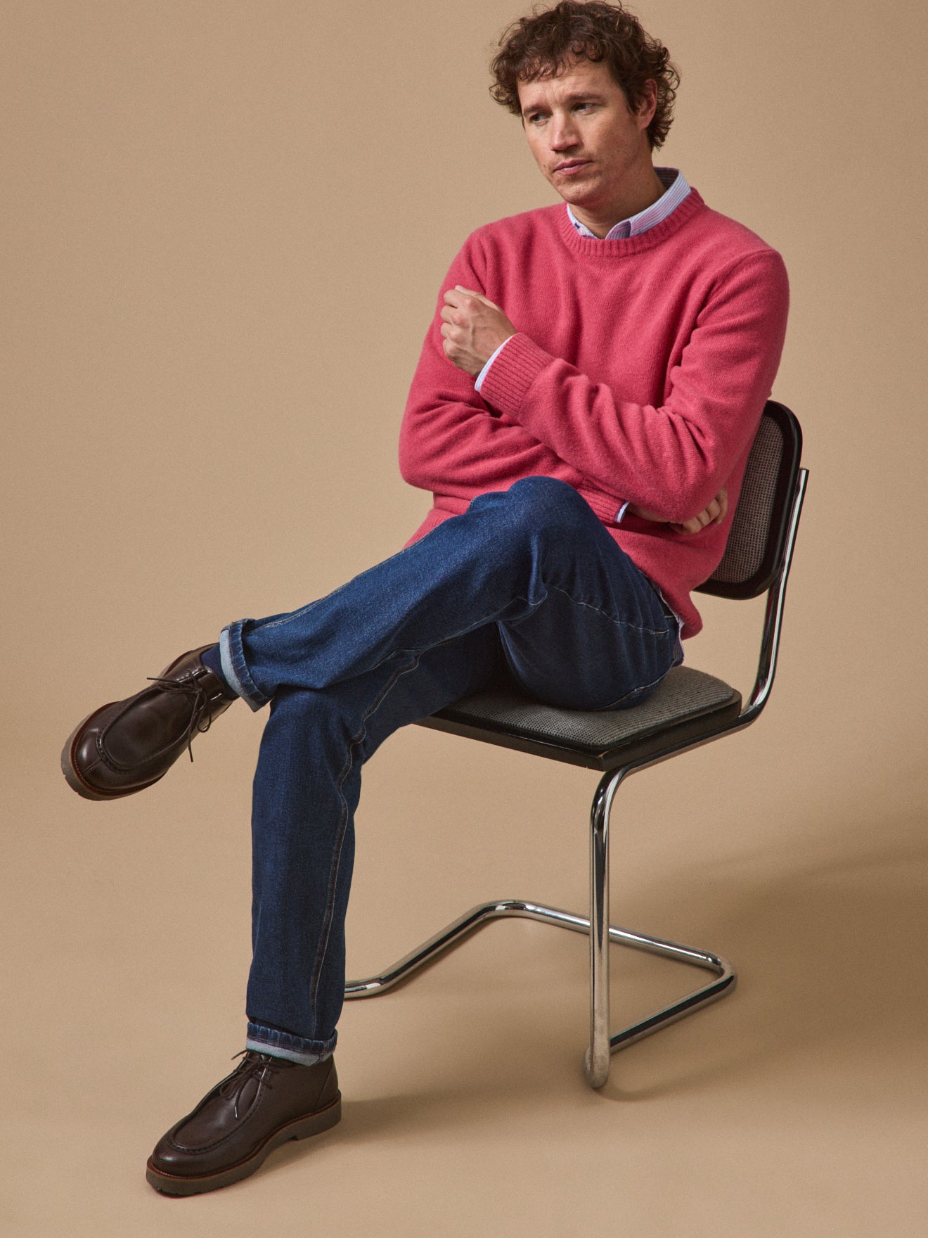Pull col rond homme laine mélangée