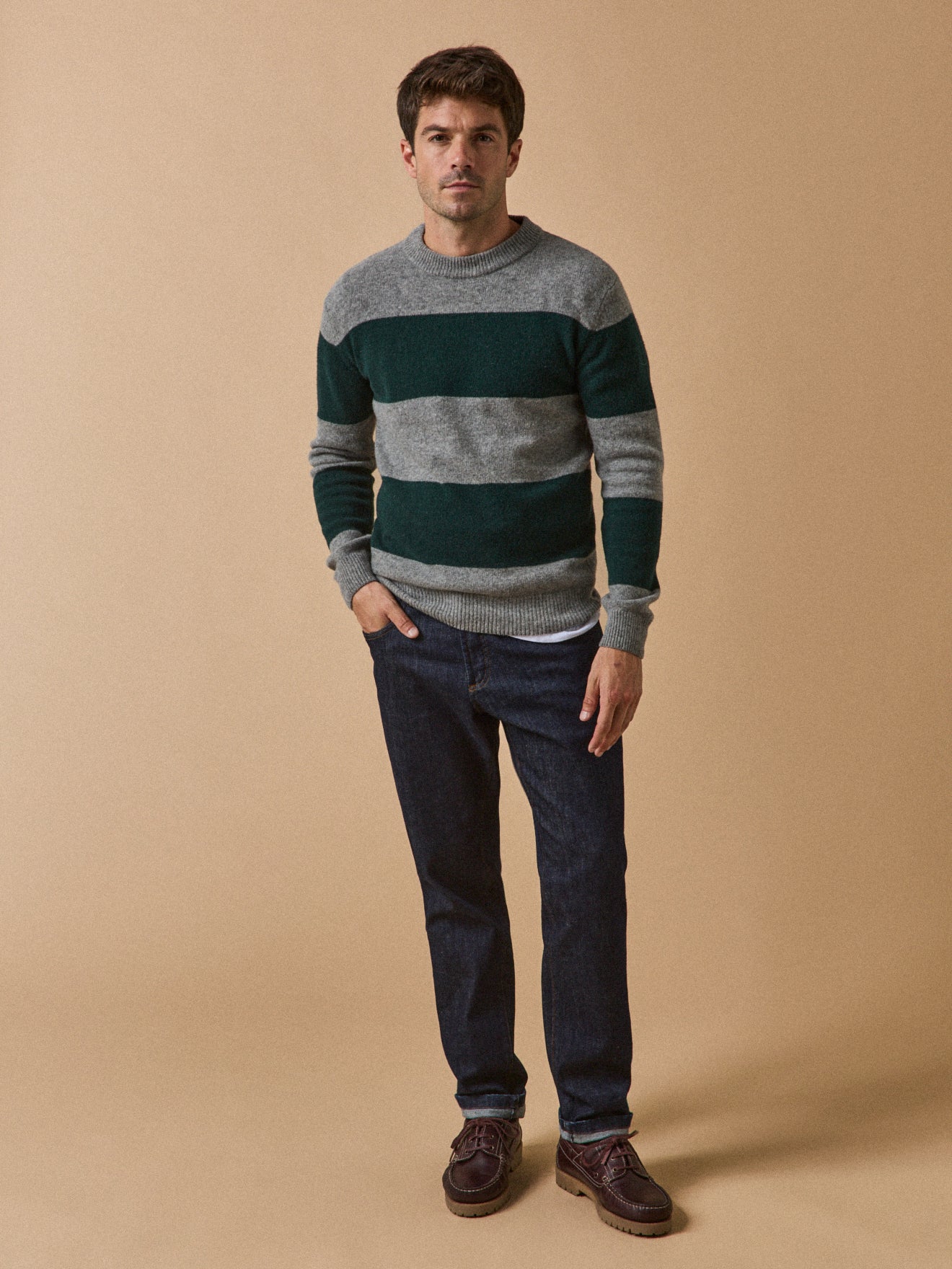 Pull rayé en laine majoritaire homme