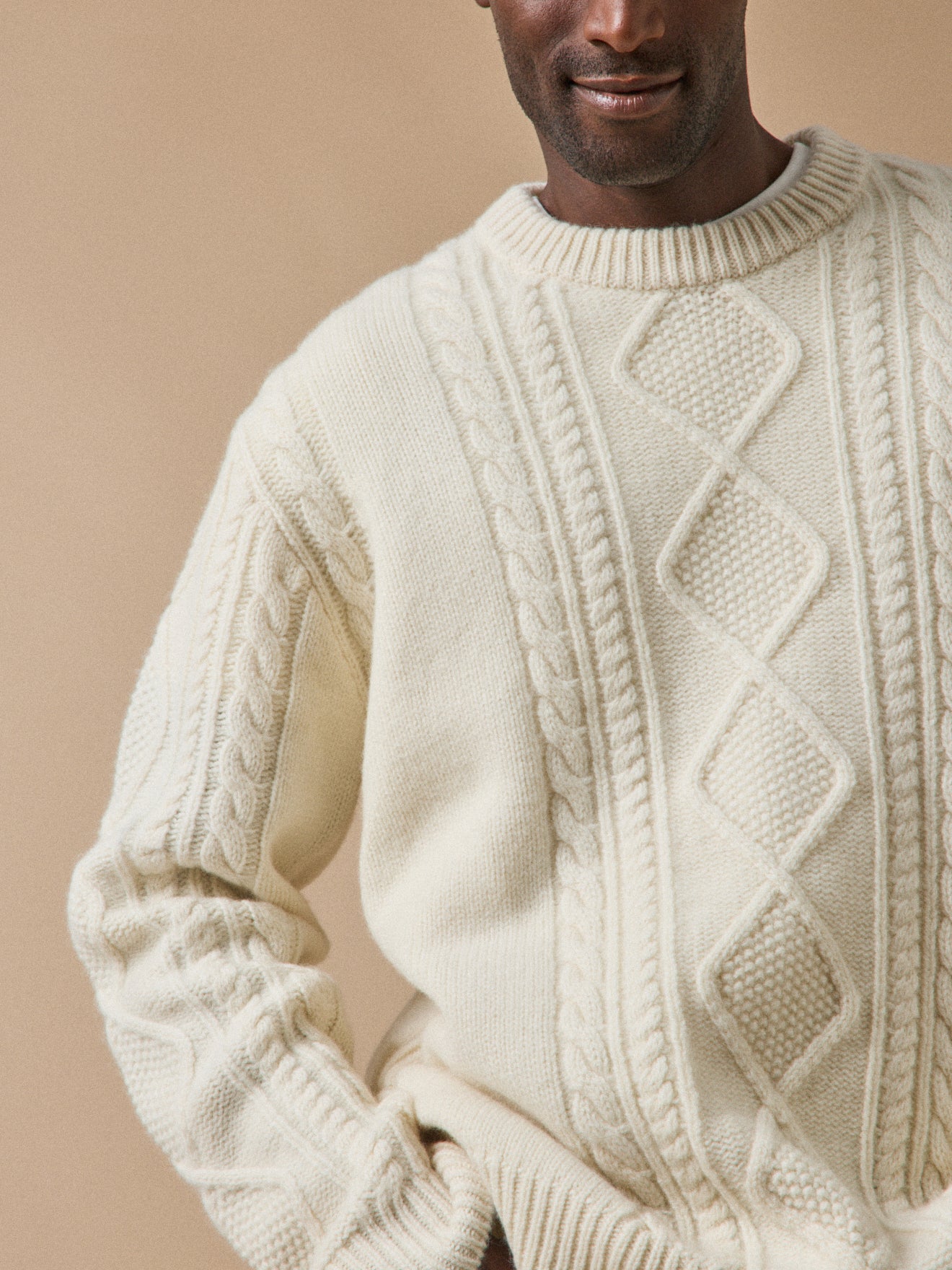 Pull torsades homme en laine