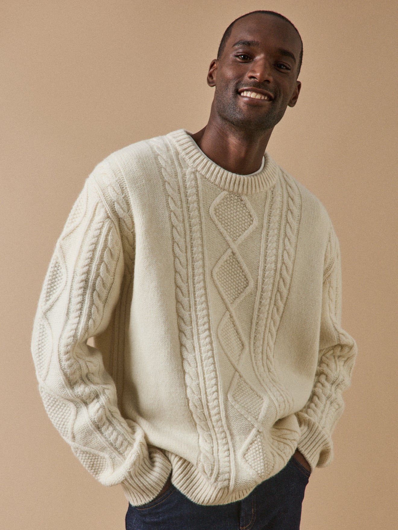 Pull torsades homme en laine