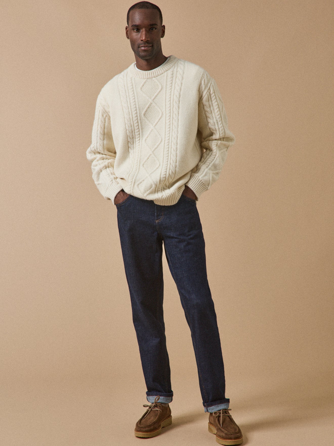 Pull torsades homme en laine