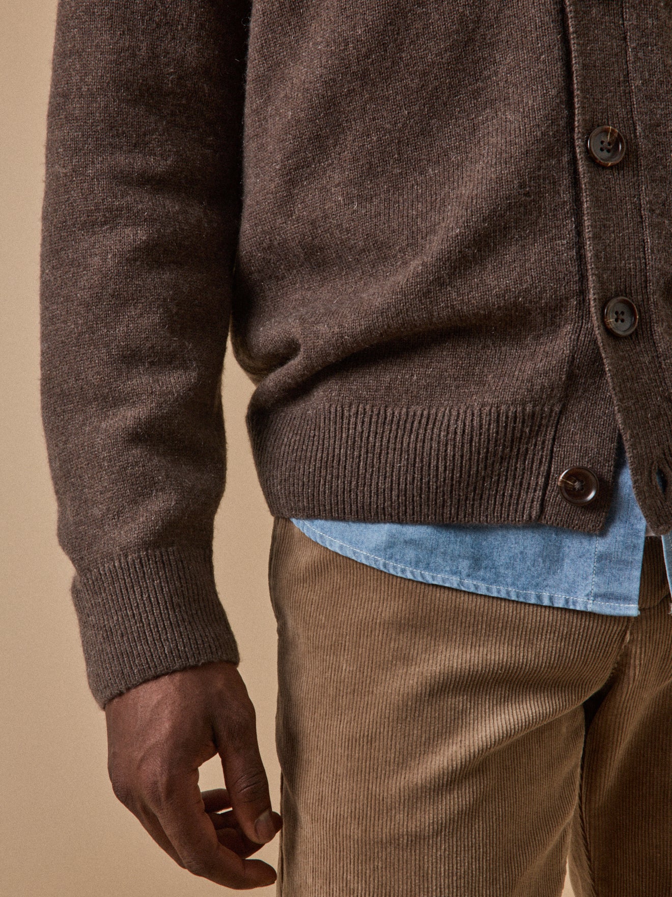 Gilet col V homme coton biologique et cachemire