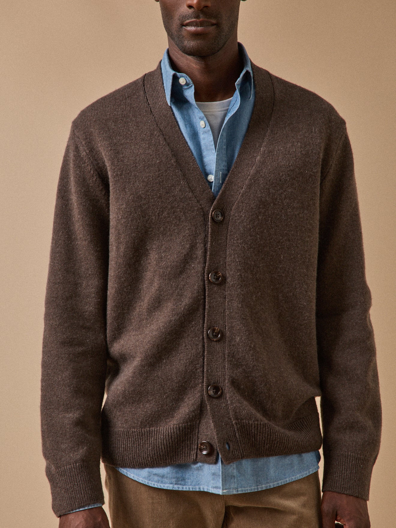 Gilet col V homme coton biologique et cachemire