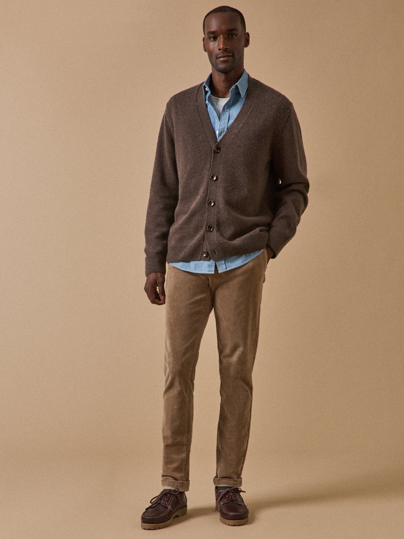 Gilet col V homme coton biologique et cachemire