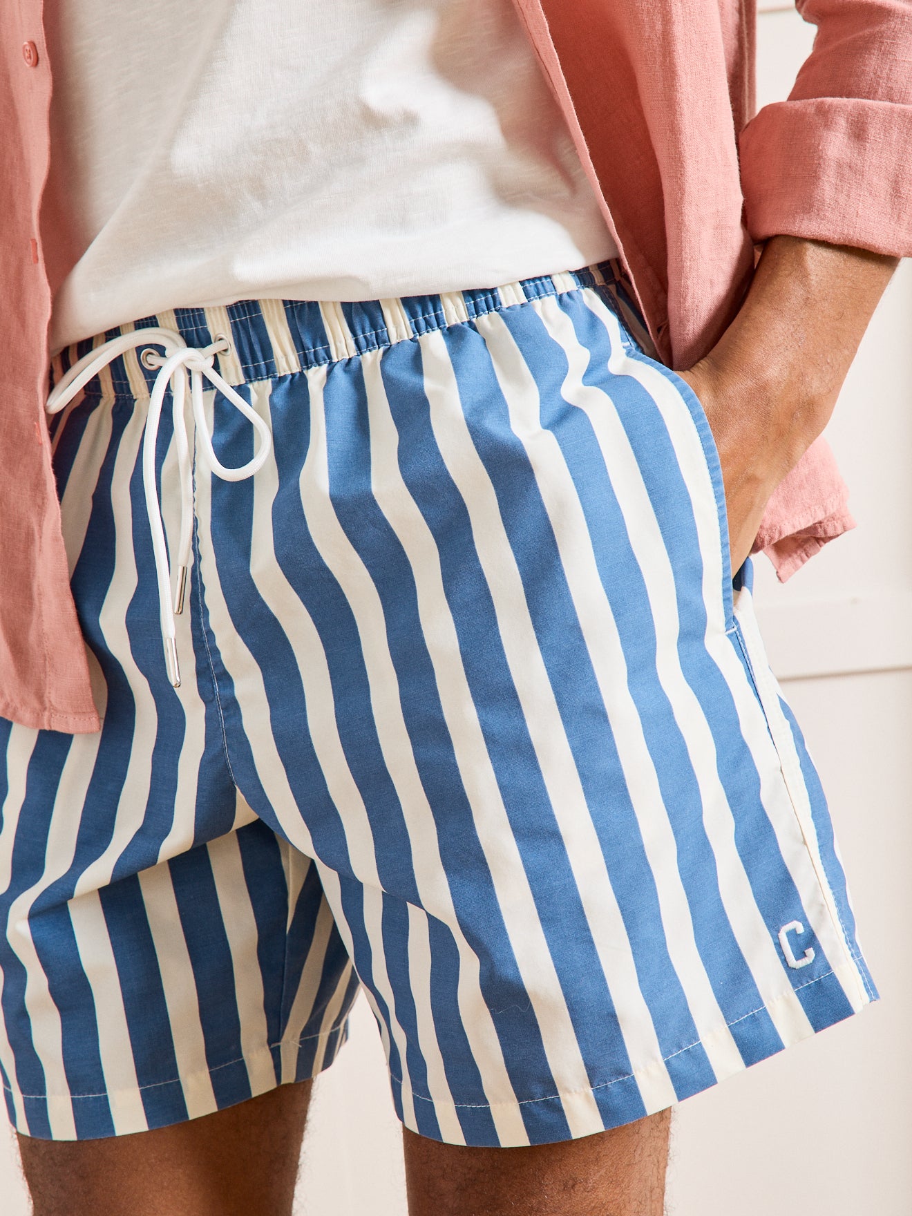 Gestreepte herenzwemshort
