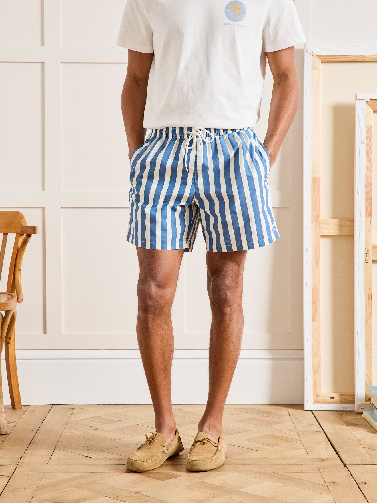 Gestreepte herenzwemshort
