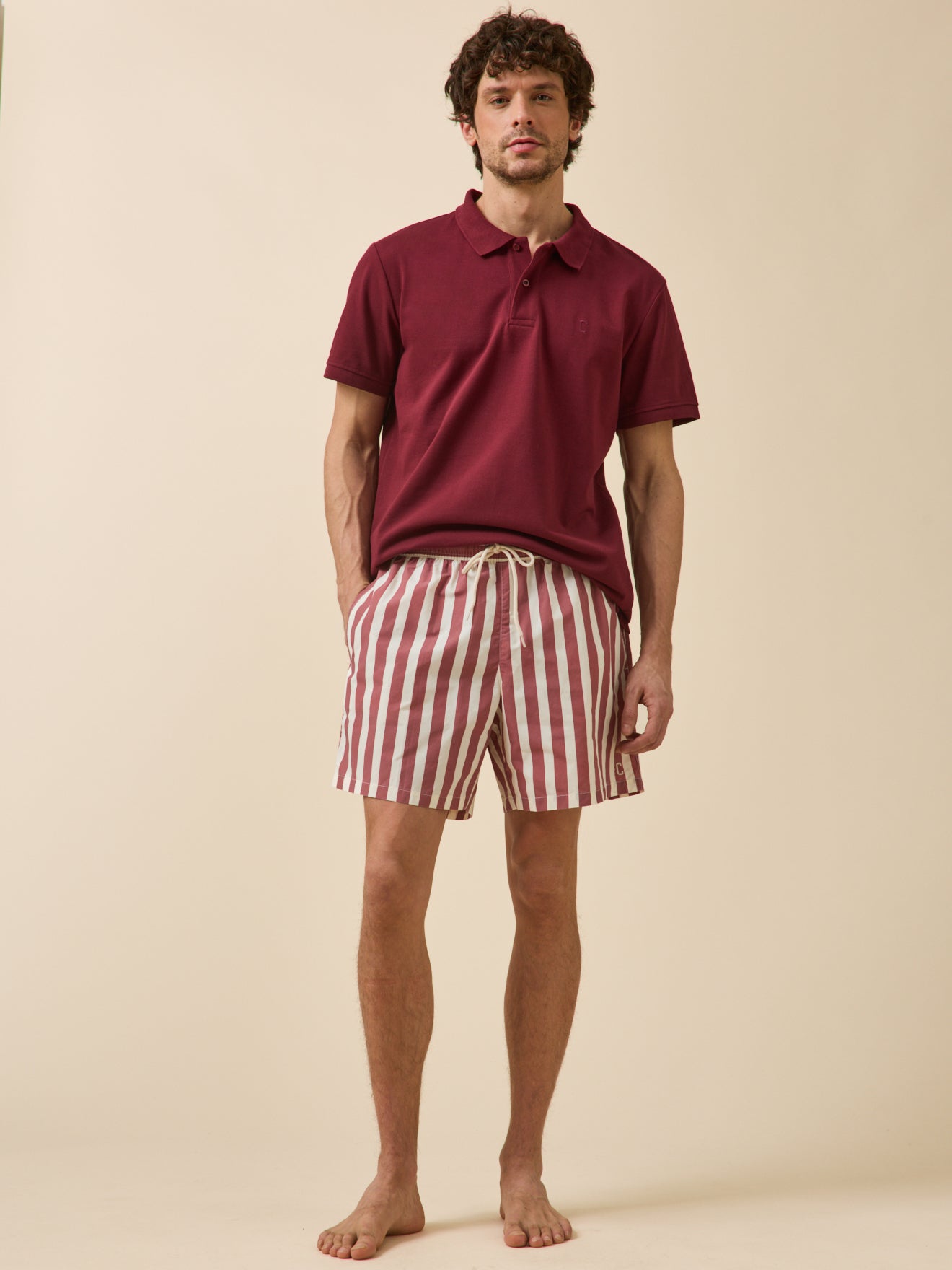 Short de bain rayé homme