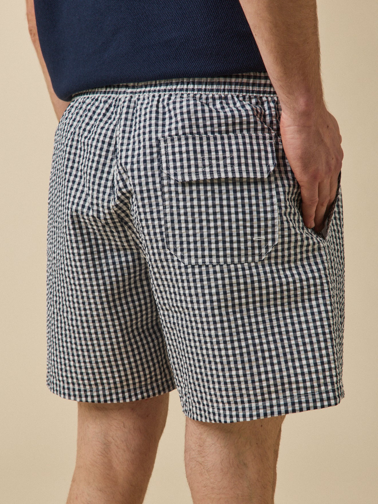 Herenzwemshort met vichyruitjes - seersucker