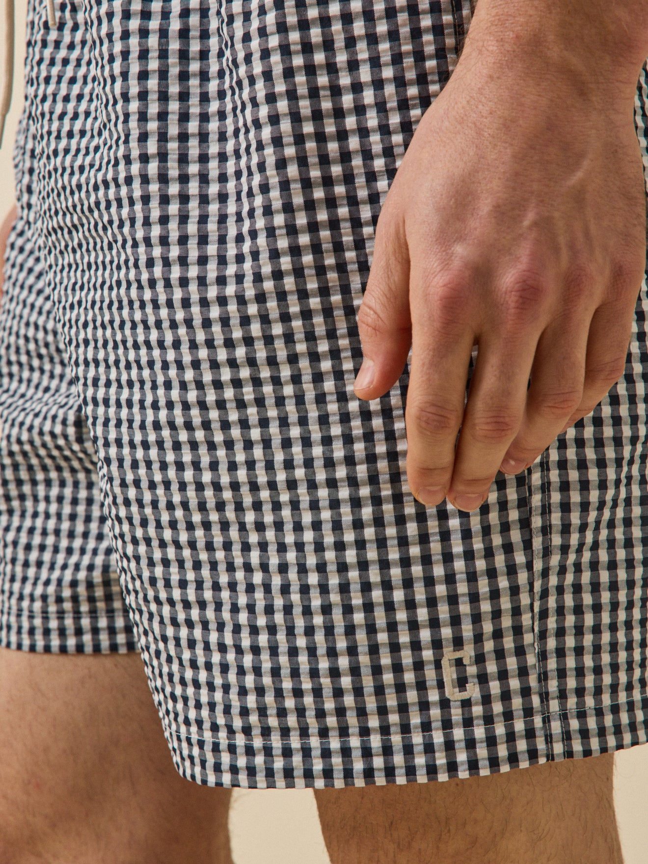 Herenzwemshort met vichyruitjes - seersucker