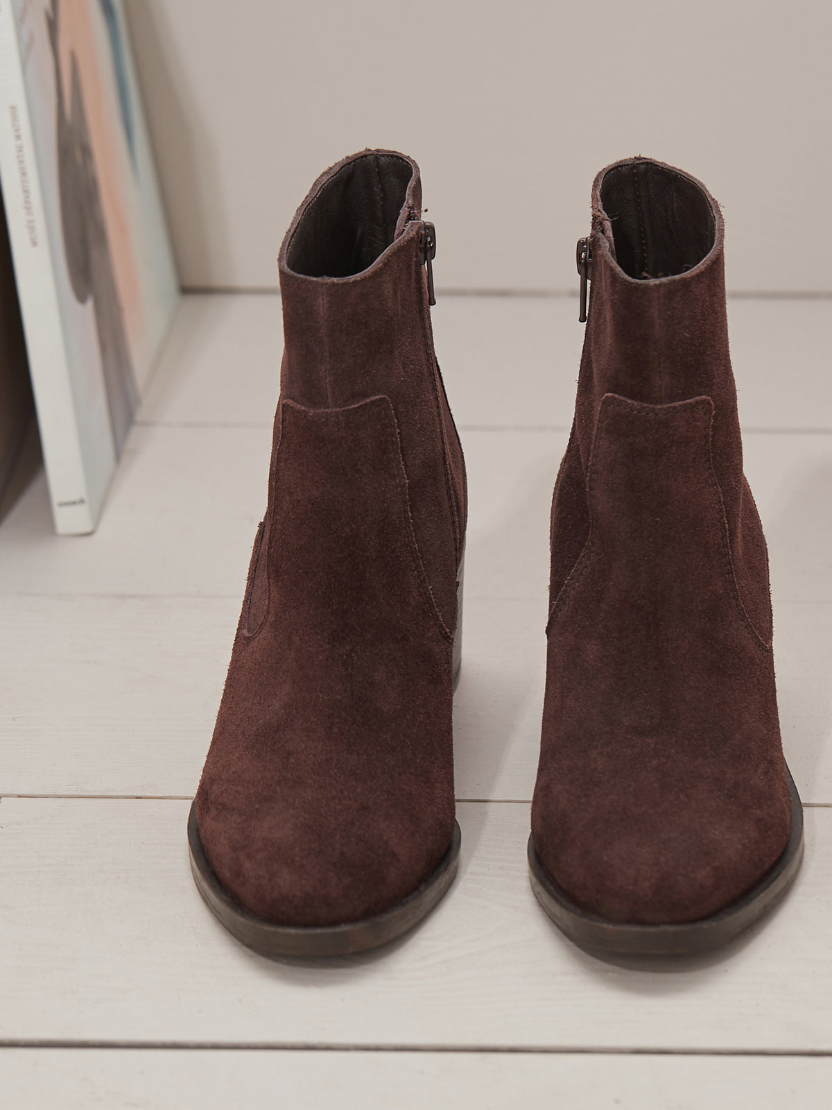 Boots à talon cuir suédé femme