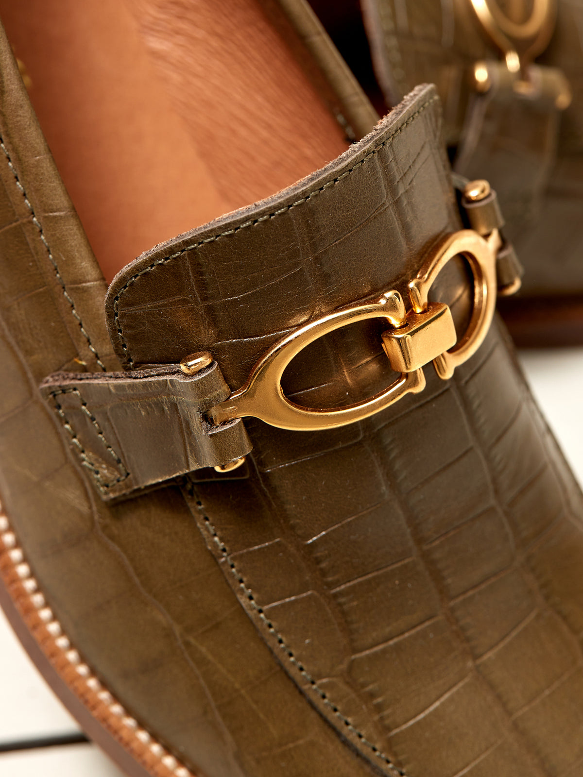 Leren damesmocassins met juweel