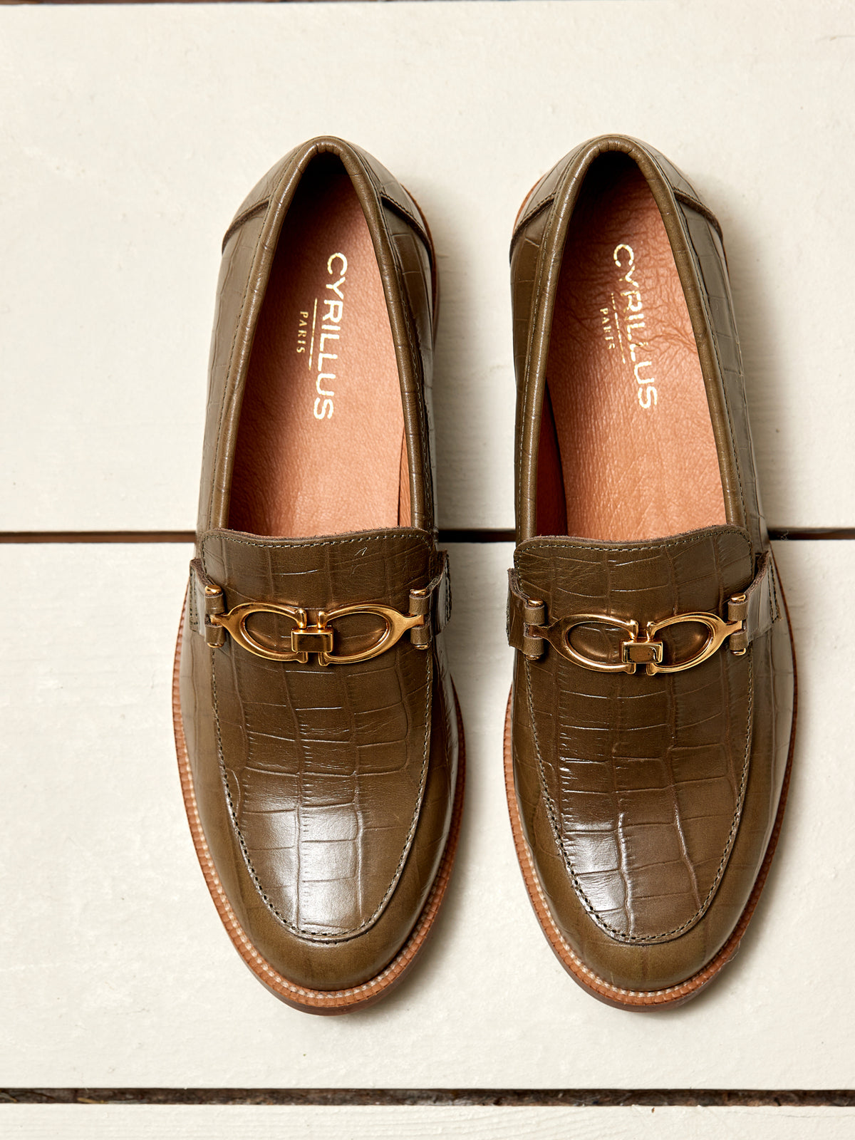 Leren damesmocassins met juweel