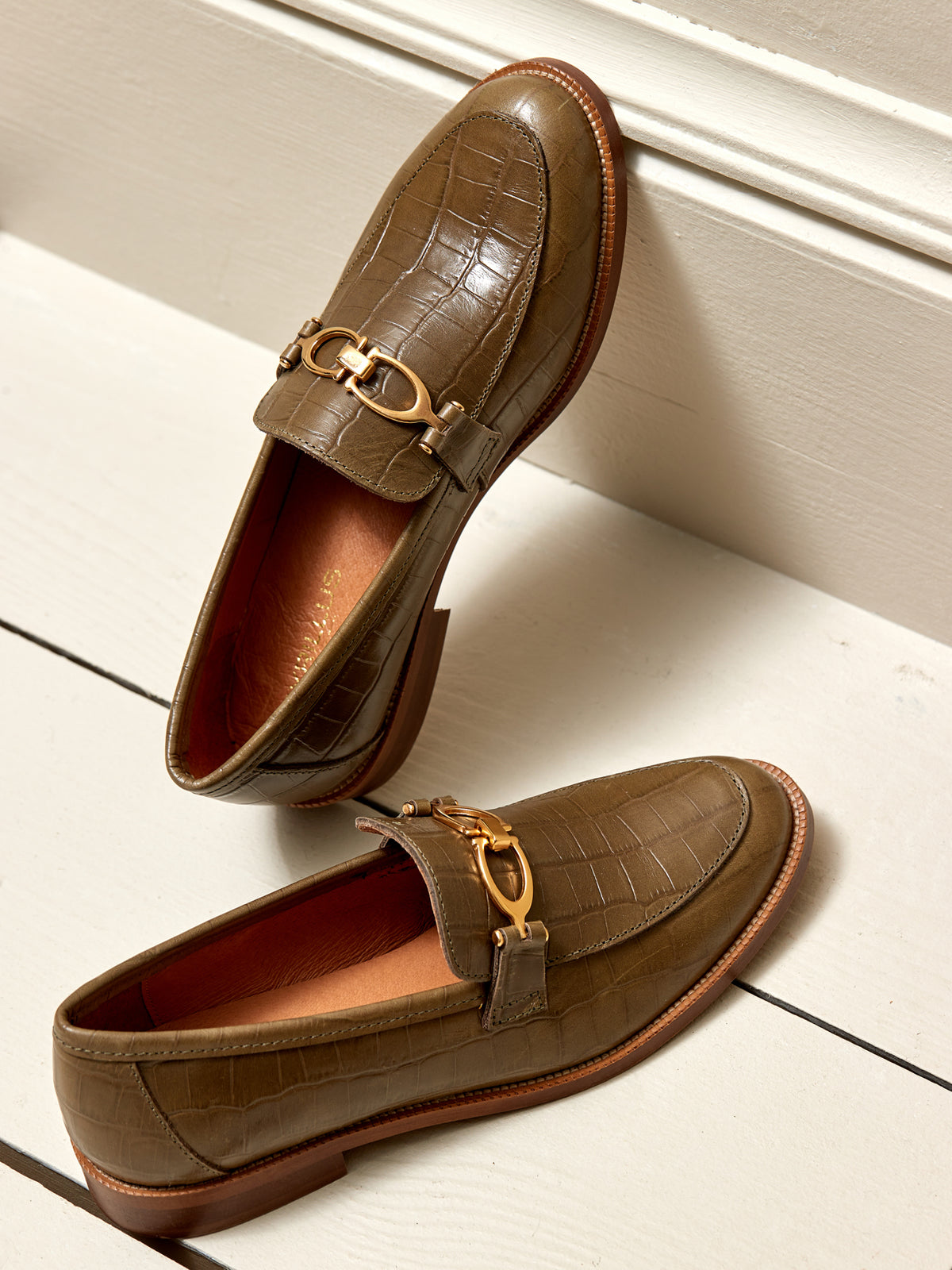 Leren damesmocassins met juweel