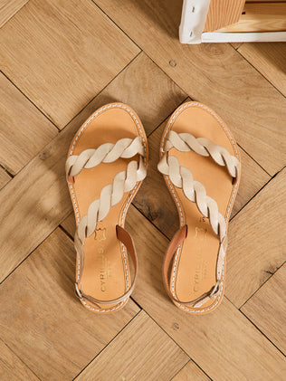 Sandales brides tressées cuir femme