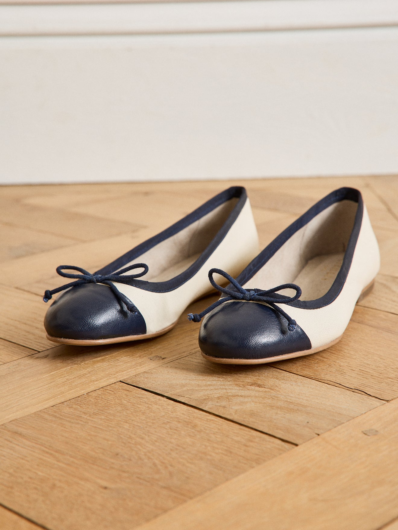 Ballerines bicolores cuir femme
