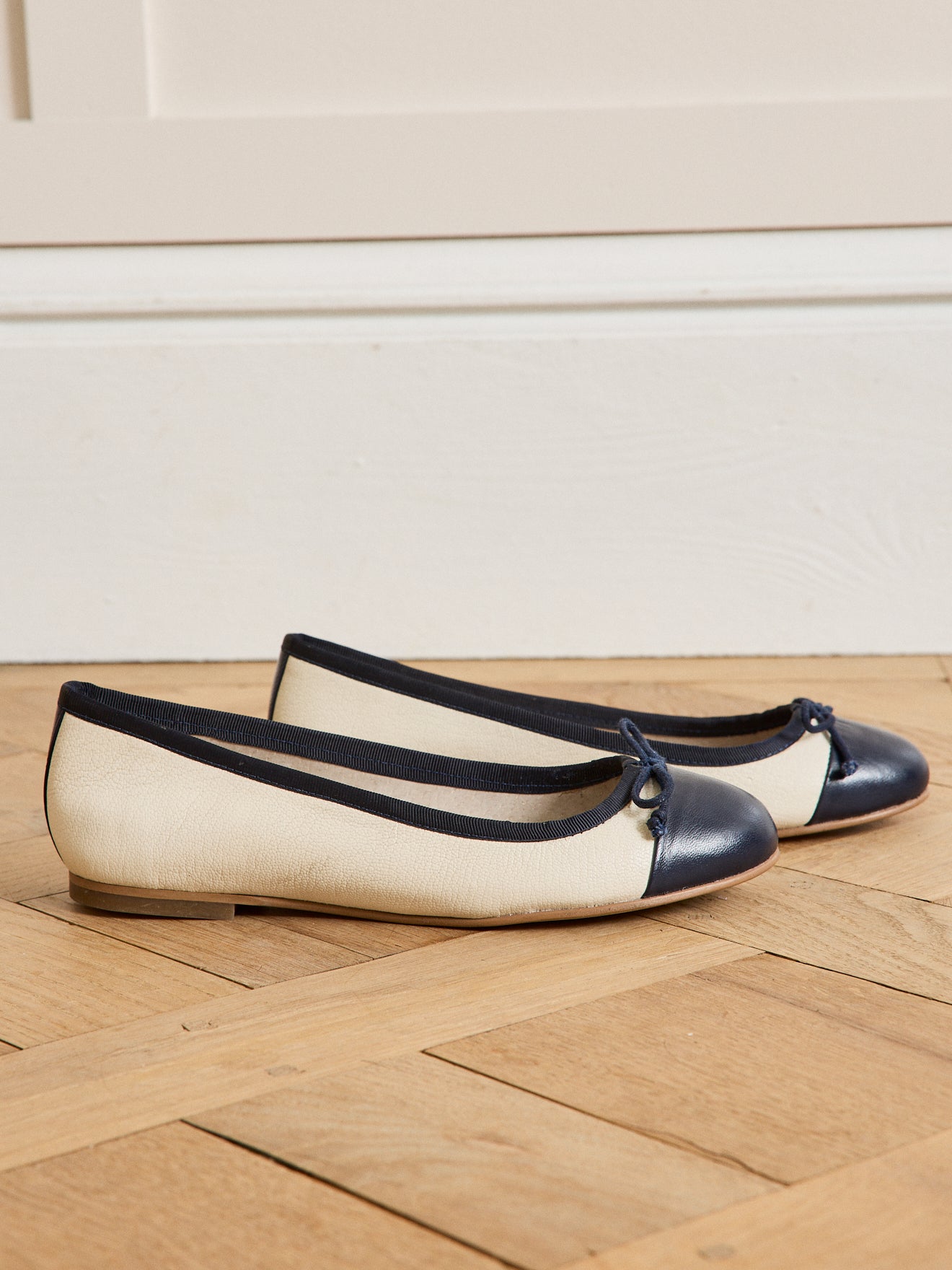 Ballerines bicolores cuir femme