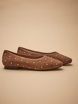 Ballerines cloutées cuir velouté femme