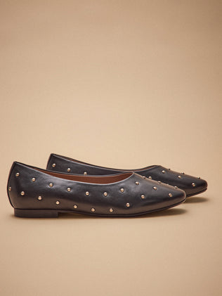 Ballerines cloutées cuir lisse femme