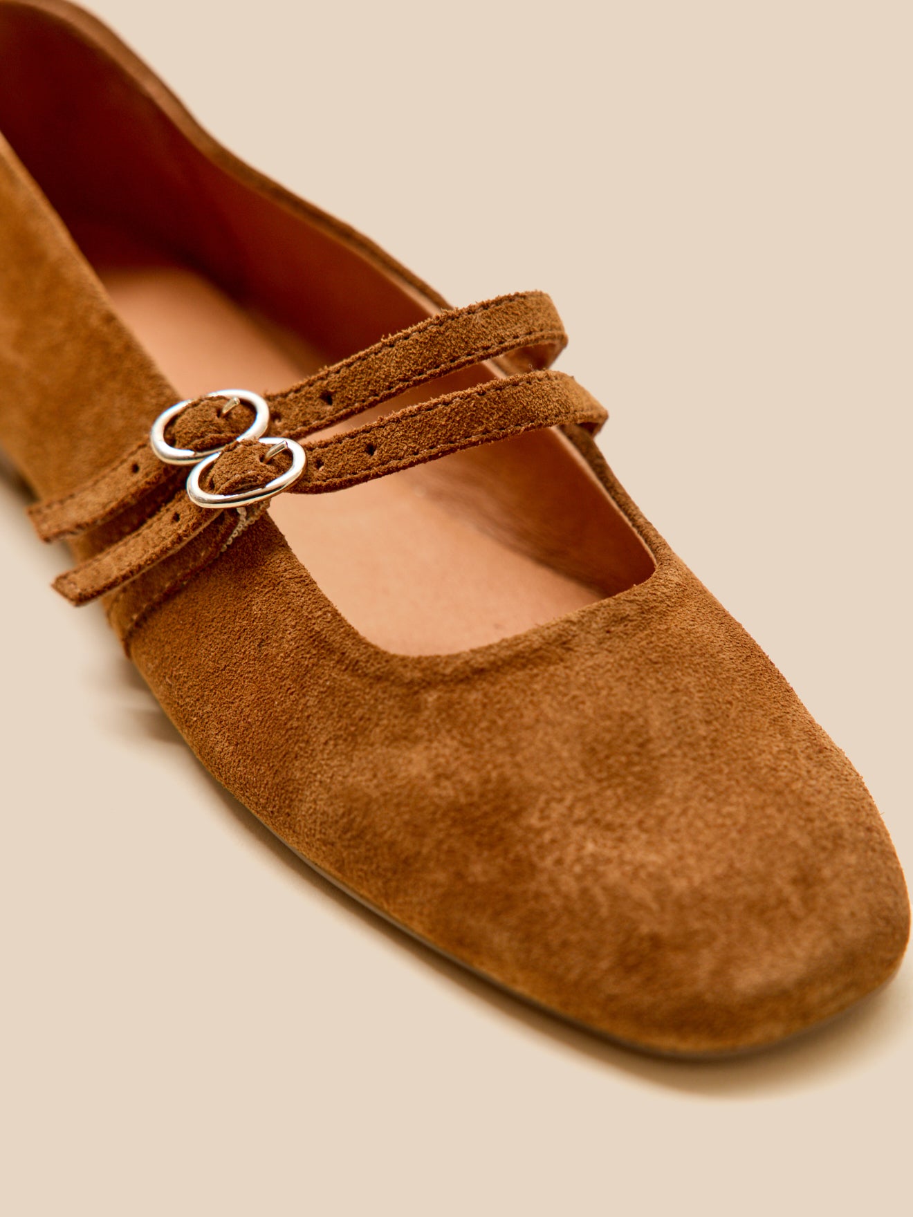 Leren damesballerina's met 2 riempjes