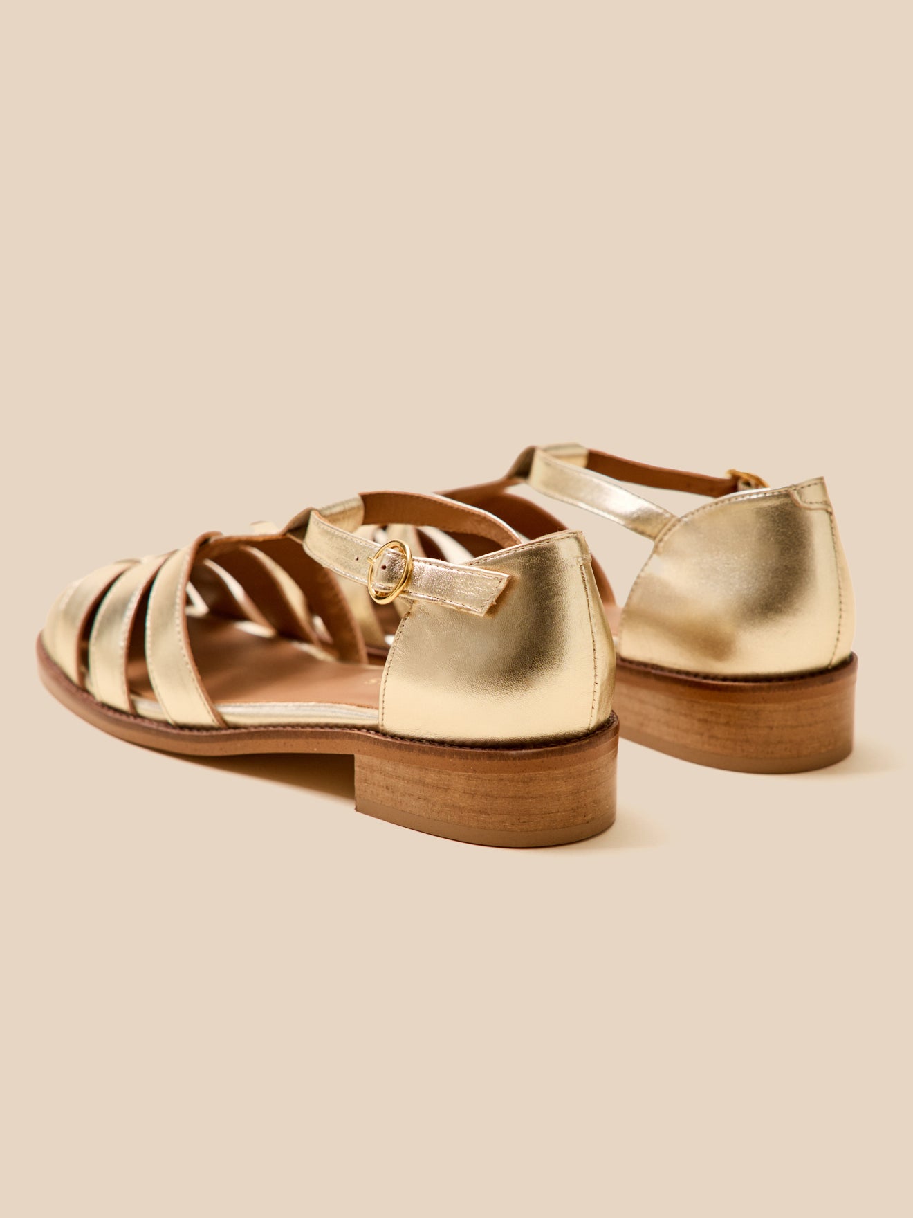 Sandales à talon style pêcheur cuir femme