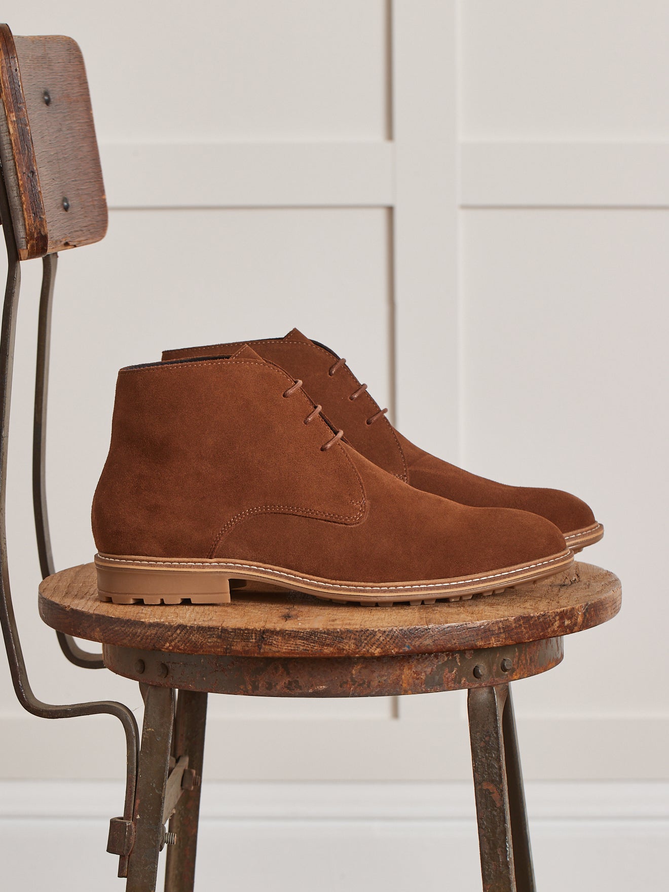 Leren herenboots met vetersluiting