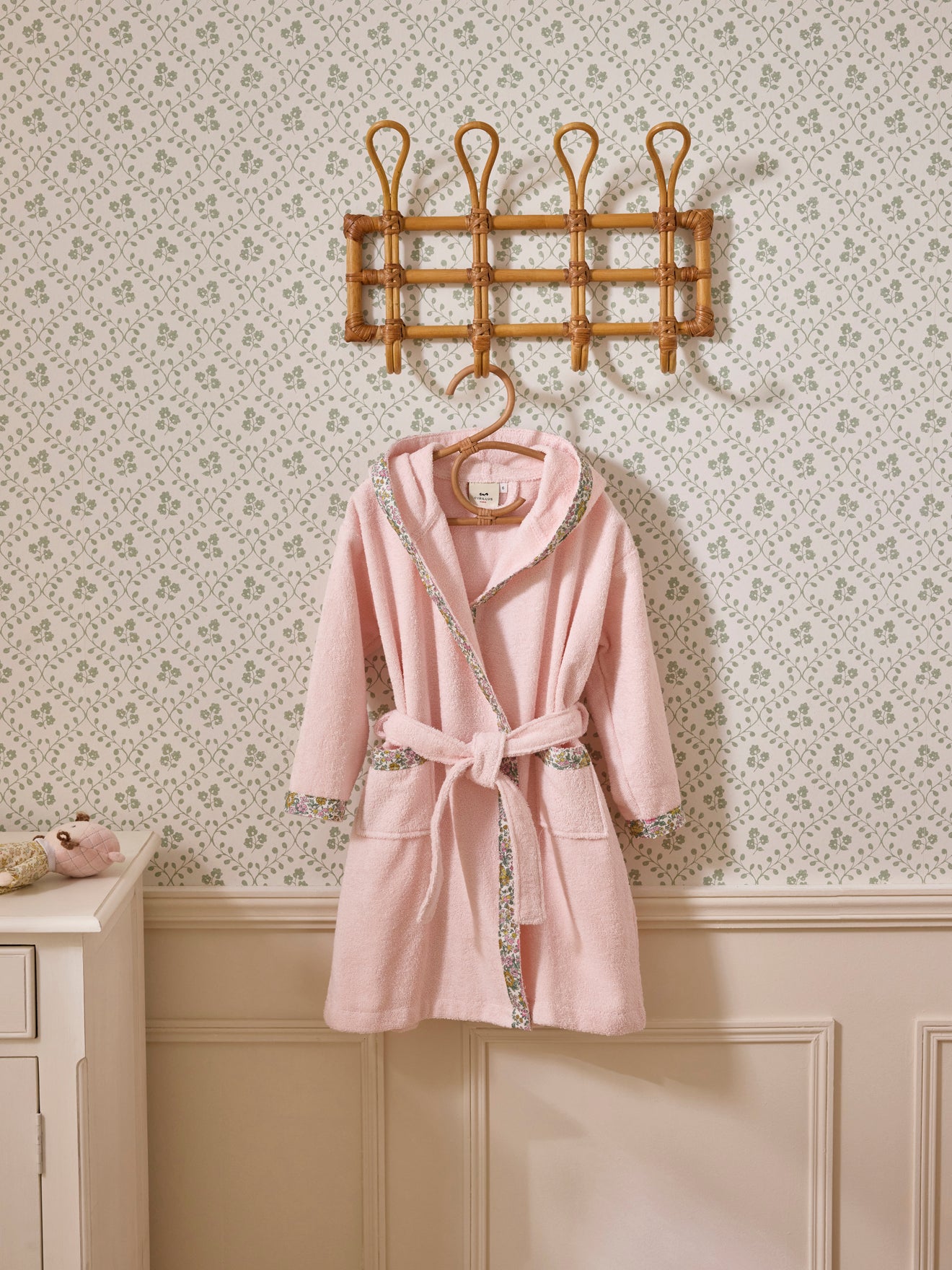 Peignoir enfant en éponge et tissu Liberty
