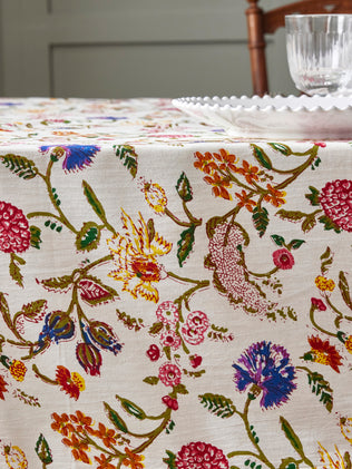 Katoenen tafellaken met Indiase bloemenprint