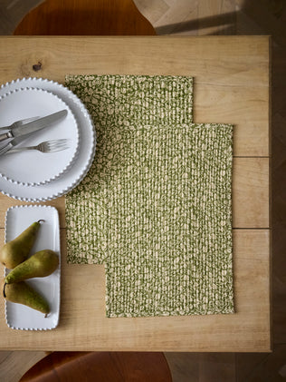 Gebloemde placemats in katoen en viscose, set van 2
