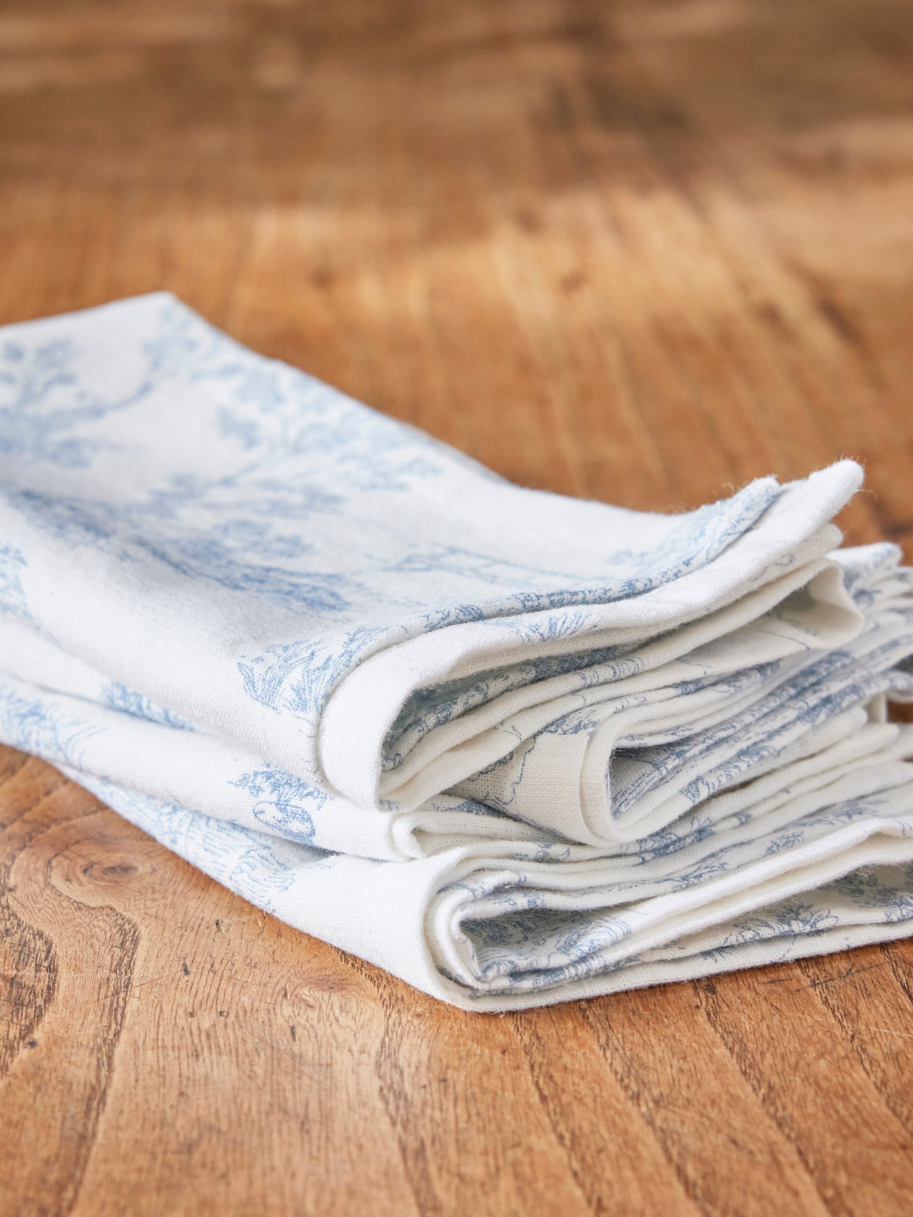 Serviette de table esprit jouy en coton tramé par lot de 4