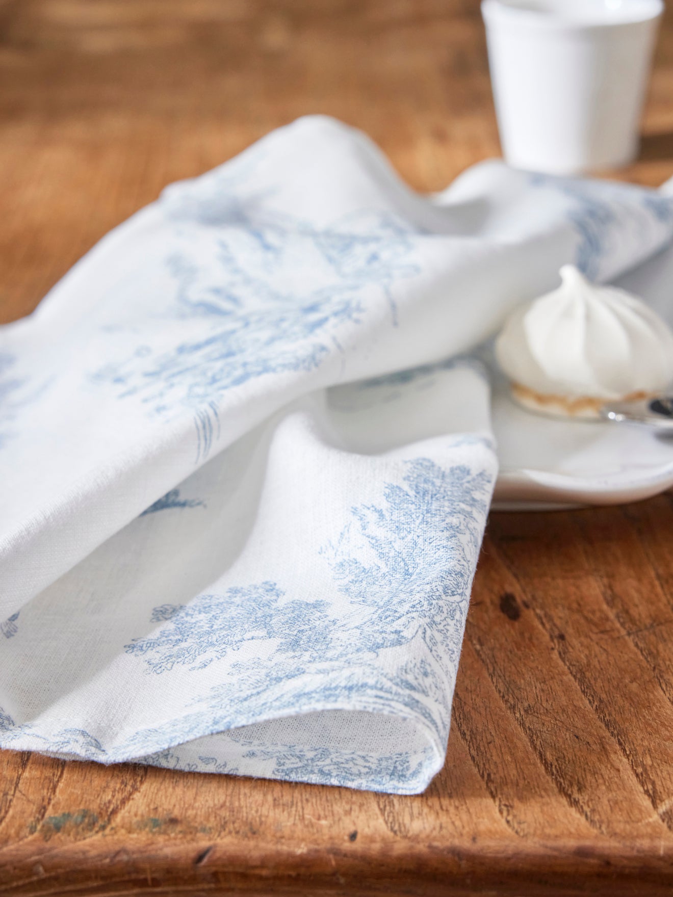 Serviette de table esprit jouy en coton tramé par lot de 4