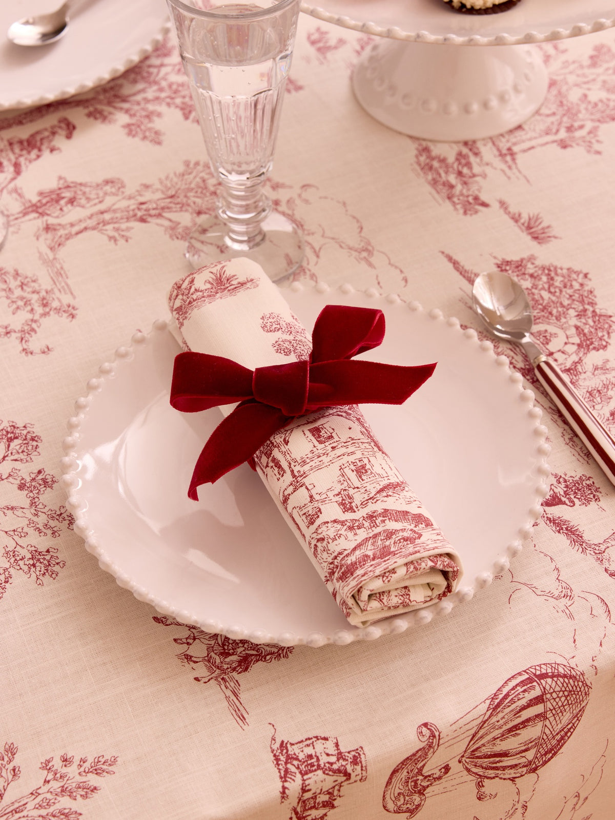 Katoenen servetten "Jouy style", set van 4