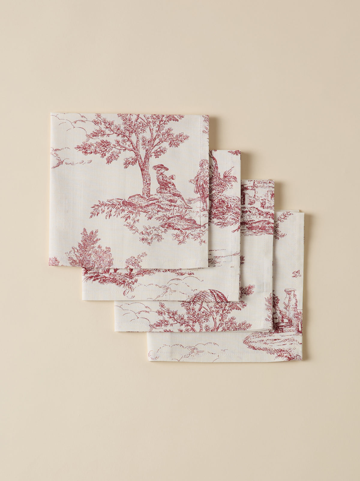 Katoenen servetten "Jouy style", set van 4
