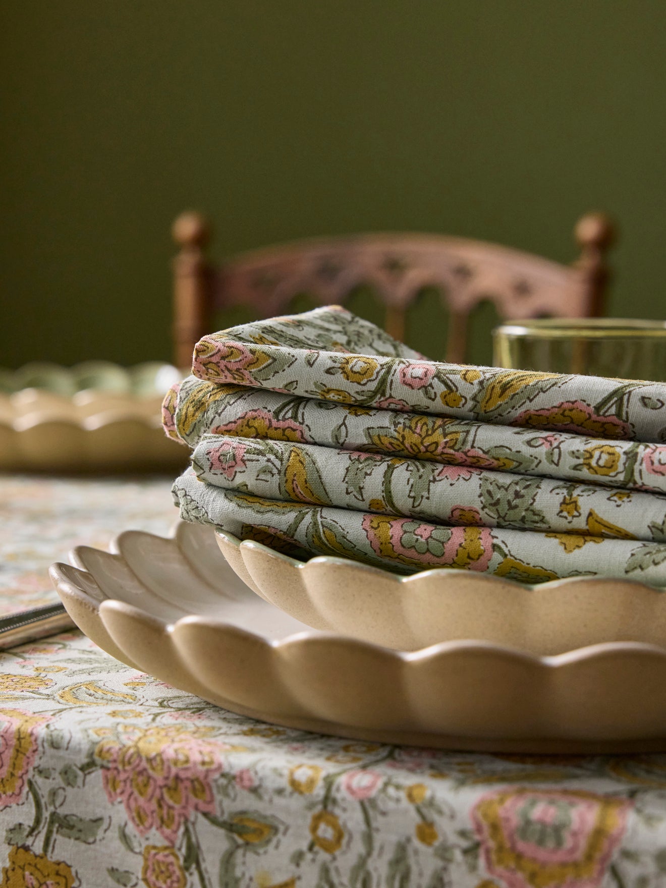 Serviette de table fleuri indien par lot de 4 - imprimé Kolkata