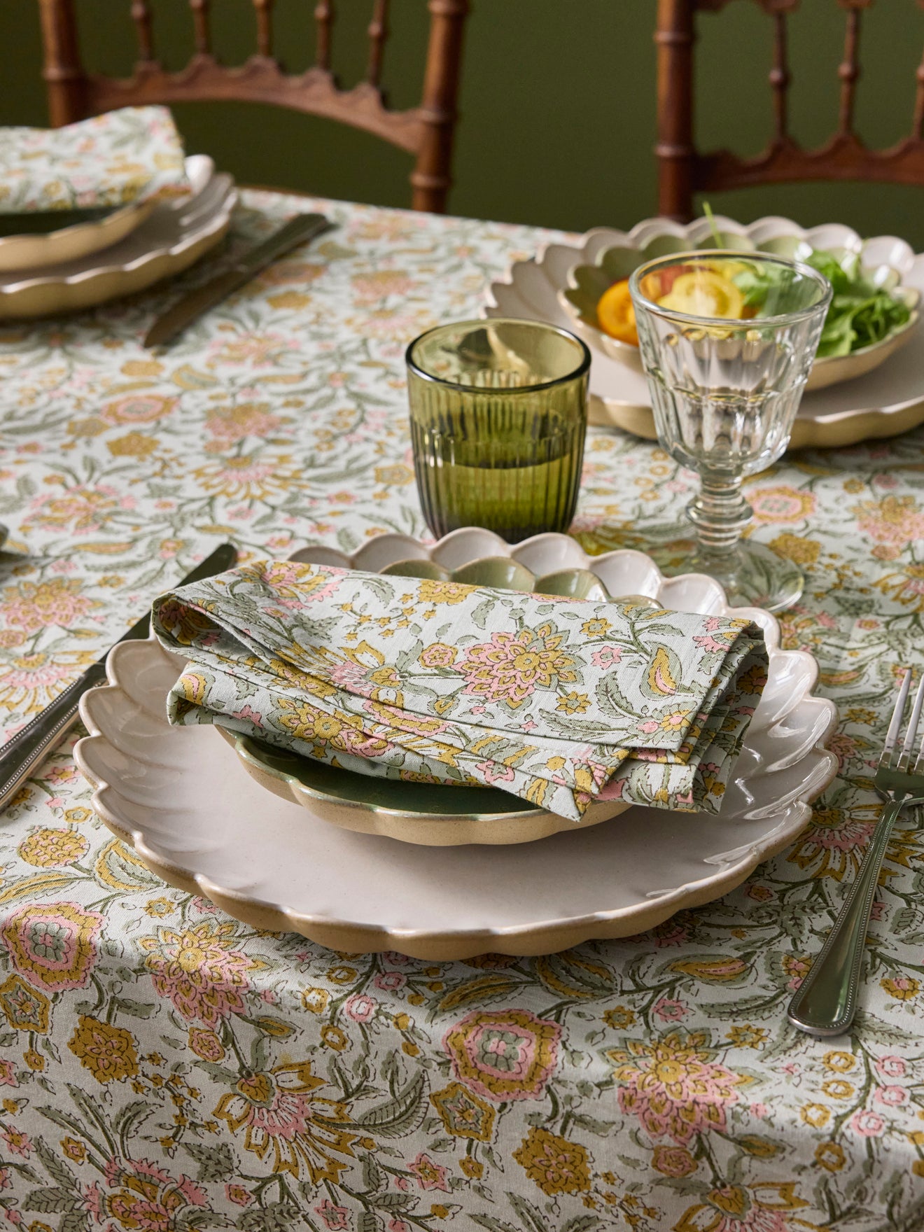 Serviette de table fleuri indien par lot de 4 - imprimé Kolkata
