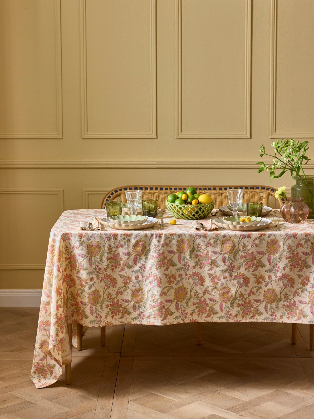 Katoenen tafellaken met Indiase Pondichery-print