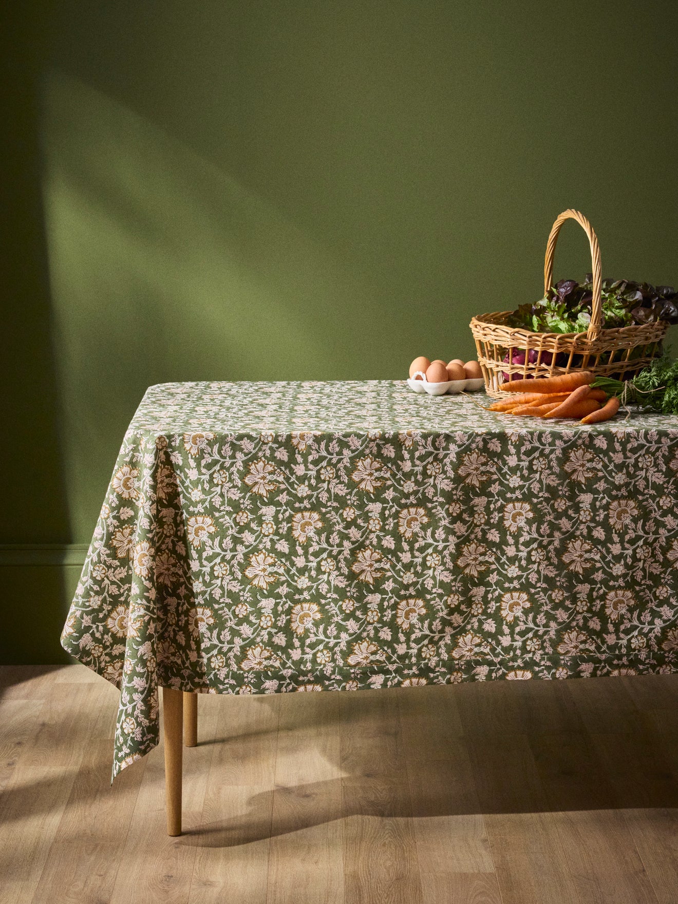 Katoenen tafellaken met Indiase bloemenprint