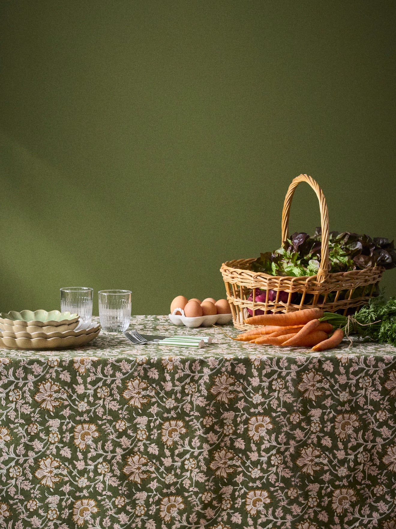 Katoenen tafellaken met Indiase bloemenprint