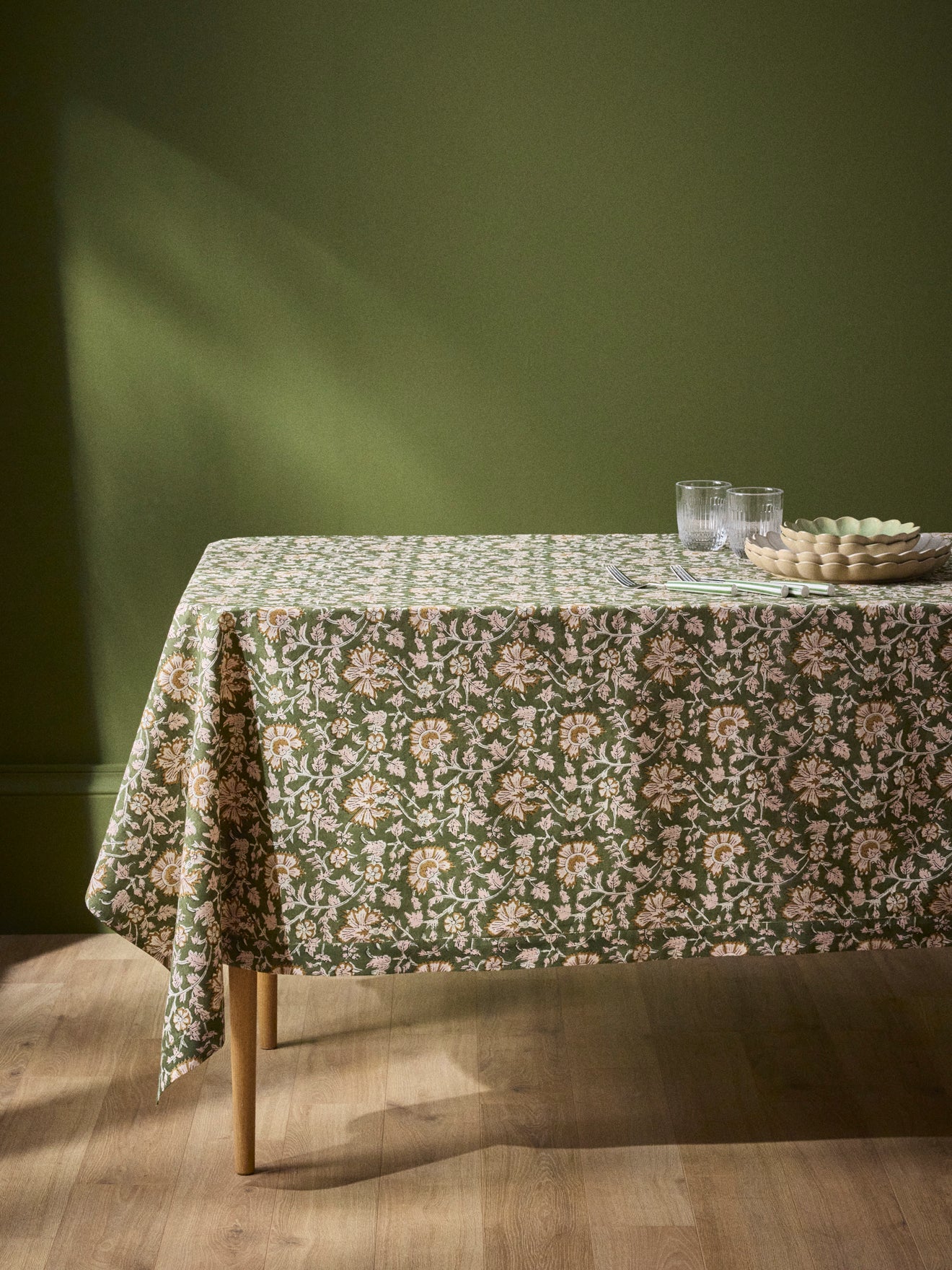 Katoenen tafellaken met Indiase bloemenprint