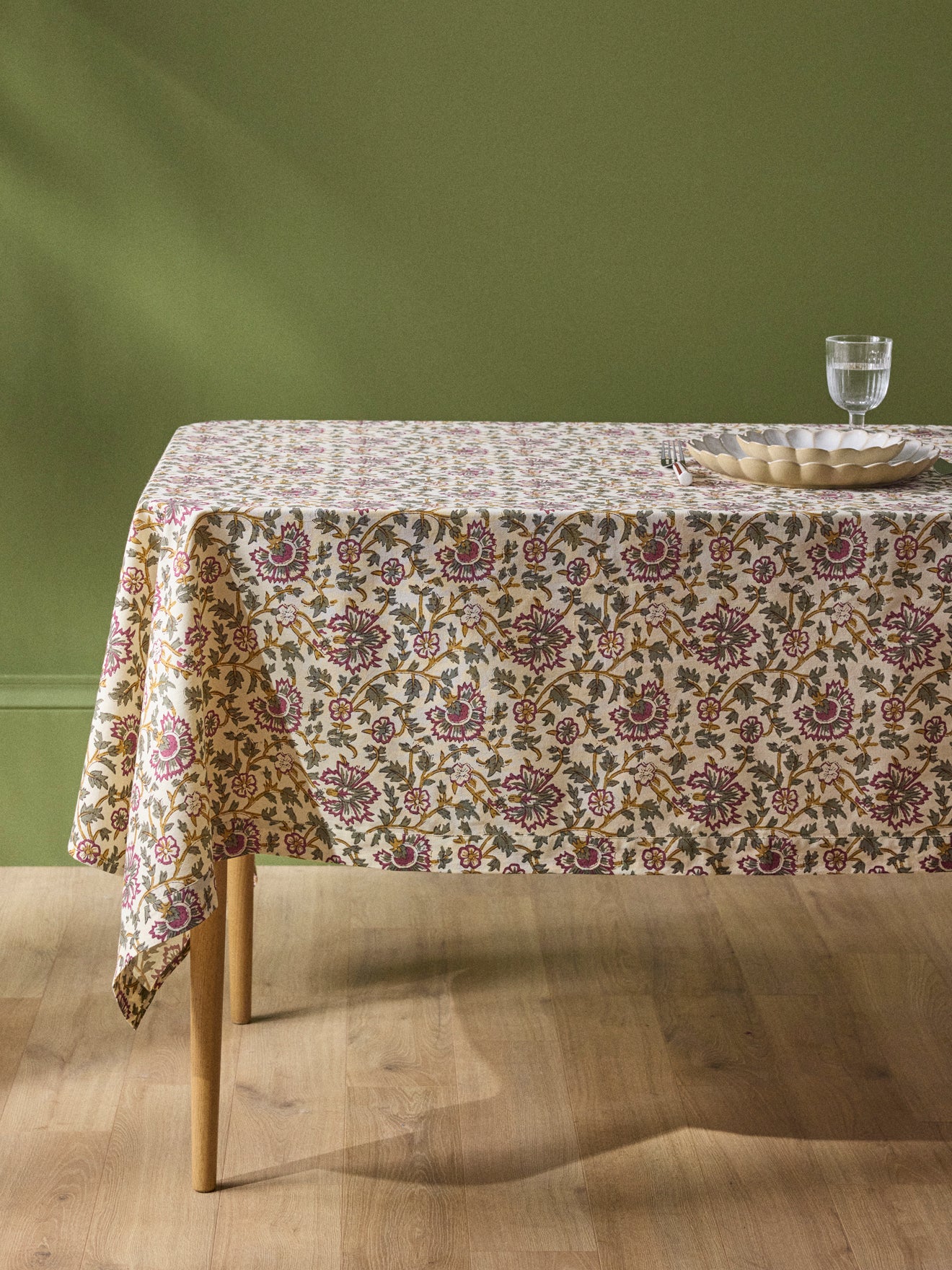 Katoenen tafellaken met Indiase bloemenprint